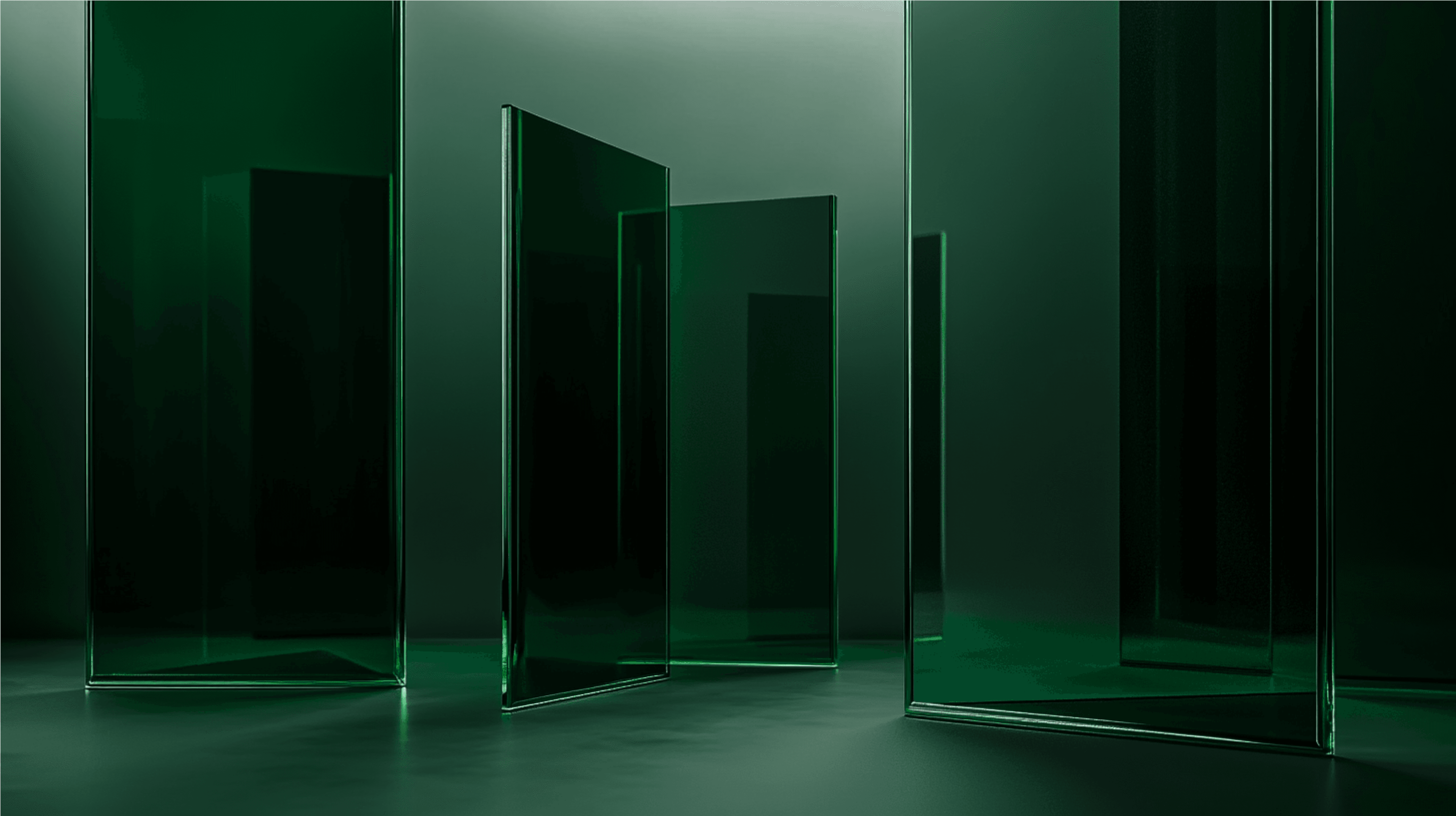Dark green glass in minimalist style, abstract 3d pattern.